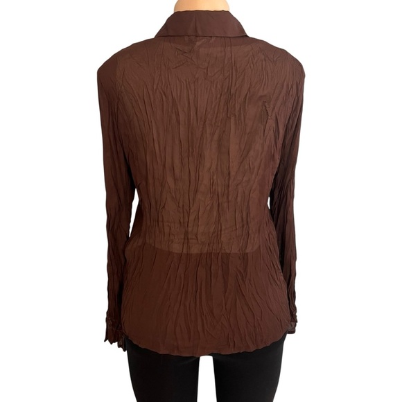 3/$30 🍂 E.C Designs Vintage Brown Lace Button Up Blouse - Picture 7 of 9